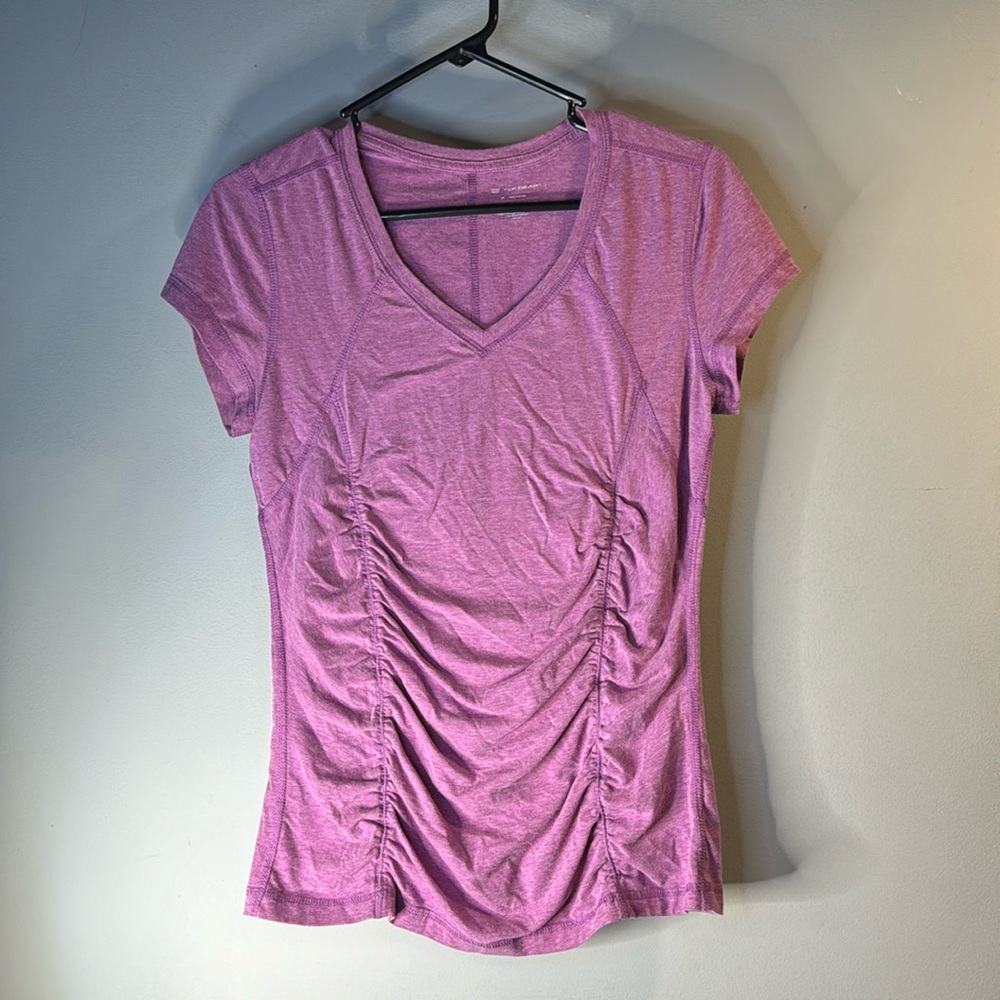 tek gear Pink Ruched V-Neck Short Sleeve Tee